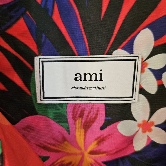 Ami Mens Floral Print Shirt with Camp Collar Size L - Picture 2 of 6